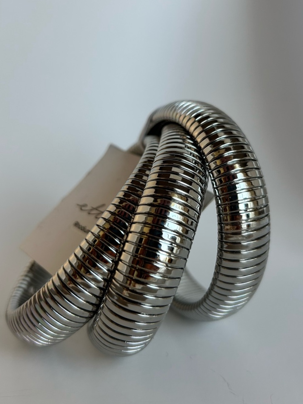 ettika Rhodium Plated Coil Stretch Bracelet in Silver - Picture 3 of 7